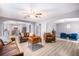 An open concept floorplan joins the living room with the kitchen, staircase, and additional seating area at 10308 Boyette Creek Blvd, Riverview, FL 33569