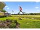 Beautiful home backyard overlooking a picturesque golf course with mature landscaping at 17425 Eagle Trace Dr, Brooksville, FL 34604
