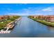 Wonderful aerial view of waterfront condos with boat docks and canal access at 2741 Via Cipriani # 931A, Clearwater, FL 33764