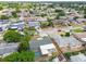 This aerial view features a residential neighborhood with a mix of home styles and well-maintained lawns at 5810 8Th Ave, New Port Richey, FL 34652