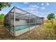 A fully screened-in pool with attached home provides a private backyard oasis at 5810 8Th Ave, New Port Richey, FL 34652