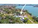 High aerial view of the neighborhood highlighting the bay and the community at 636 Sunset S Dr, St Petersburg, FL 33707