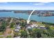 High aerial view of the neighborhood highlighting the bay and the community at 636 Sunset S Dr, St Petersburg, FL 33707
