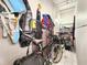 Storage space with bikes, life vests, and shelving at 1500 Sunset Rd # C7, Tarpon Springs, FL 34689