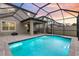 Relaxing screened-in pool area with patio, outdoor dining, and a beautiful blue swimming pool at 19926 Stone Pine Cir, Lutz, FL 33558