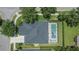 Aerial view of the home's roof and screened-in pool area at 20537 Lace Cascade Rd, Land O Lakes, FL 34637