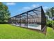 Enclosed backyard pool boasts lounge chairs, a spa, and lush greenery at 20537 Lace Cascade Rd, Land O Lakes, FL 34637