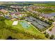Stunning aerial view of community amenities including pools, tennis courts, and lush landscaping at 2495 Oakwood Preserve Dr, Wesley Chapel, FL 33543