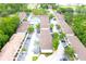 Aerial view of a condo community with lush greenery, ample parking, and a sparkling community swimming pool at 4332 Har Paul Cir, Tampa, FL 33614