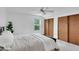 Neutral bedroom featuring carpet floors, and a ceiling fan for year round comfort at 5207 Moeller Ave, Sarasota, FL 34233