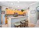 Open kitchen with stainless steel appliances, breakfast bar, and ample storage space at 11519 Cypress Reserve Dr, Tampa, FL 33626