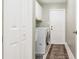Functional laundry room with white cabinets, modern appliances, and convenient access at 12408 Wexford Hills Rd, Riverview, FL 33569