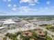 Aerial shot of neighborhood and distant ocean under cloudy skies at 2650 Countryside Blvd # B-110, Clearwater, FL 33761