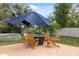 Secluded backyard featuring a charming seating area, fire pit, and tasteful landscaping at 2906 Beagle Pl, Seffner, FL 33584