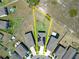 Aerial view highlighting solar panels and property lines in a neighborhood setting at 4513 Eternal Prince Dr, Sun City Center, FL 33573