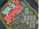 Resort-style community features multiple pools, tennis courts, clubhouse, lush landscaping, and ample parking at 4917 Sandy Brook Crk, Wimauma, FL 33598