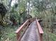 A wooden walking trail with railings leads through a lush forest with ferns and trees at 5212 Twin Creeks Dr, Valrico, FL 33596