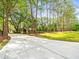 Long driveway to the home with mature trees and a black fence at 876 Ranch Rd, Tarpon Springs, FL 34688