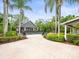 Community pool area surrounded by palm trees, lush landscaping, and modern amenities at 876 Ranch Rd, Tarpon Springs, FL 34688