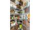 Walk-in pantry with shelving and wicker baskets for food and household storage at 11142 Spring Point Cir, Riverview, FL 33579