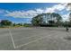 Community tennis court with green surface, fully netted, and surrounded by a secure fence at 12610 Eagles Entry Dr, Odessa, FL 33556