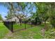 Fenced backyard with green grass and view of the pool in the screened patio at 16522 Ivy Lake Dr, Odessa, FL 33556