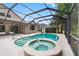 Screened-in pool and spa with a covered patio providing shade for outdoor enjoyment at 16522 Ivy Lake Dr, Odessa, FL 33556