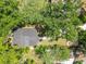 Overhead shot showing roof and yard of a house surrounded by tall green trees at 37401 Magnolia Ave, Dade City, FL 33523