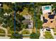 Aerial view showcasing the home surrounded by lush greenery and a well-maintained landscape at 459 Bayview Ne Dr, St Petersburg, FL 33704