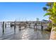 Sunny dock view with boats, palm trees, and clear blue skies at 6106 Marbella Blvd, Apollo Beach, FL 33572