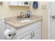 Bathroom vanity with granite counters, modern fixtures, and tiled floors at 7645 Sun Island S Dr # 304, South Pasadena, FL 33707