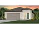 Charming single-story home with a neutral color palette, attached garage, and well-manicured front lawn at 10414 Cross River Trl, Parrish, FL 34219