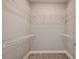 Spacious walk-in closet with ample shelving for storage and organization with neutral carpeted floors at 10414 Cross River Trl, Parrish, FL 34219