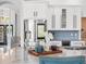 Modern kitchen features stainless steel appliances, white cabinetry, and stylish countertop decor at 1084 Berkshire Ln, Tarpon Springs, FL 34688