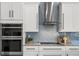 Modern kitchen with stainless steel appliances, white cabinets, and stylish backsplash at 1084 Berkshire Ln, Tarpon Springs, FL 34688