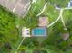 Aerial view displays neighborhood pool, patio area and landscaping at 3540 Countrybrook Ln # 23, Palm Harbor, FL 34684