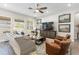 Comfortable living room boasting an area rug, ceiling fan, and large windows at 4365 Frontera Ln, Wesley Chapel, FL 33543