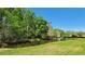 Backyard view with pond and green grass at 4535 Winding River Way, Land O Lakes, FL 34639
