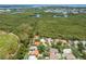 Overhead view showcasing residential properties with swimming pools, lush trees, and a large preserve in the background at 5269 White Sand Ne Cir, St Petersburg, FL 33703