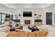 Bright living room features a fireplace, large windows, and comfortable seating for relaxing or entertaining at 634 Poinsettia Rd, Belleair, FL 33756