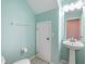 Bathroom features pedestal sink, and tile flooring at 10906 Keys Gate Dr, Riverview, FL 33579