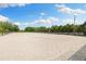 Wide shot of the equestrian arena, showcasing the spacious riding area with surrounding trees, under a blue sky at 11602 Innfields Dr, Odessa, FL 33556