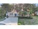 Charming home with a well-manicured lawn, mature trees, and a blue front door at 1513 Owen Dr, Clearwater, FL 33759