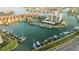 Aerial view of waterfront property boasting boat docks, and scenic views of the surrounding area at 1600 Gulf Blvd # 618, Clearwater, FL 33767