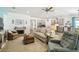 Cozy living room showcasing a fireplace, comfortable seating, and an open layout into the kitchen at 19629 Fort King Run, Brooksville, FL 34601
