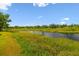 Scenic view of the waterway featuring native vegetation and the still, dark lake at 30229 Coast Ln, Wesley Chapel, FL 33545