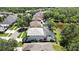 Aerial view showcasing a screened-in pool in a lush backyard setting at 3243 Ashmonte Dr, Land O Lakes, FL 34638