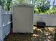 Convenient storage shed in backyard, ideal for gardening tools and outdoor equipment at 3586 Culpepper Ter, North Port, FL 34286