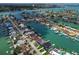 Scenic aerial view showcases a waterfront neighborhood with lush surroundings, boat docks, and diverse architectural styles near the water at 7974 1St S Ave, St Petersburg, FL 33707