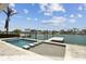 Beautiful backyard with an outdoor pool and dock, perfect for waterfront living at 7974 1St S Ave, St Petersburg, FL 33707